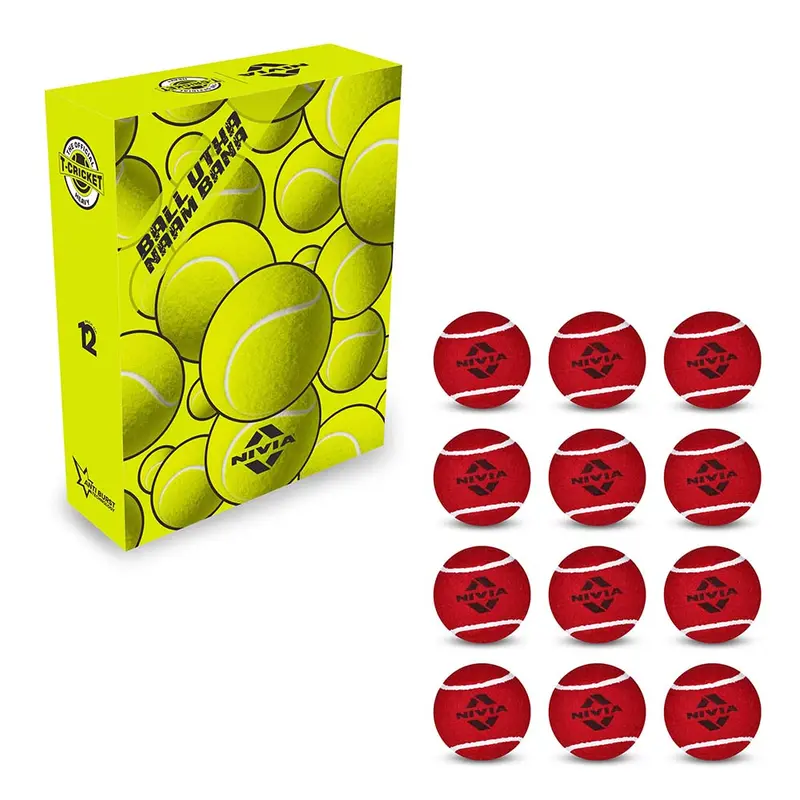Nivia Heavy-Duty Hard Tennis/Cricket Ball Set – 12-Pack For Practice And Training 1