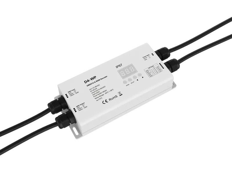 Novabright D4-Wp Flicker-Free Dmx Decoder – 4-Channel, 20A, 12–36V Dc, 2000Hz Pwm, Ip65 Rated 1
