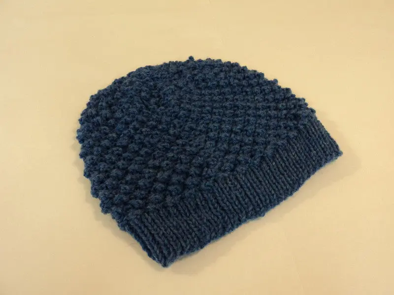 Ocean Blue Textured Slouch Hat – 100% Merino Wool, Feminine Adult Fit, Handcrafted & Ready To Wear 1