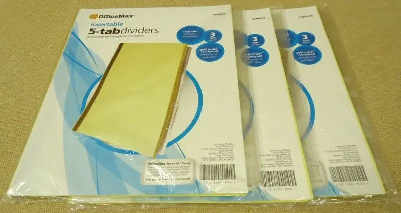 Officemax Letter-Size 5-Tab Dividers, 3 Packs × 5 Tabs Each (8½″ × 11″) – Brand New 1