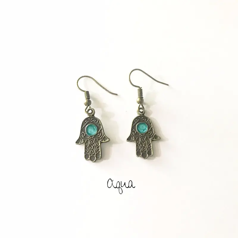 Painted Hamsa Hand Earrings – Symbolic Protection With Artistic Detail 1