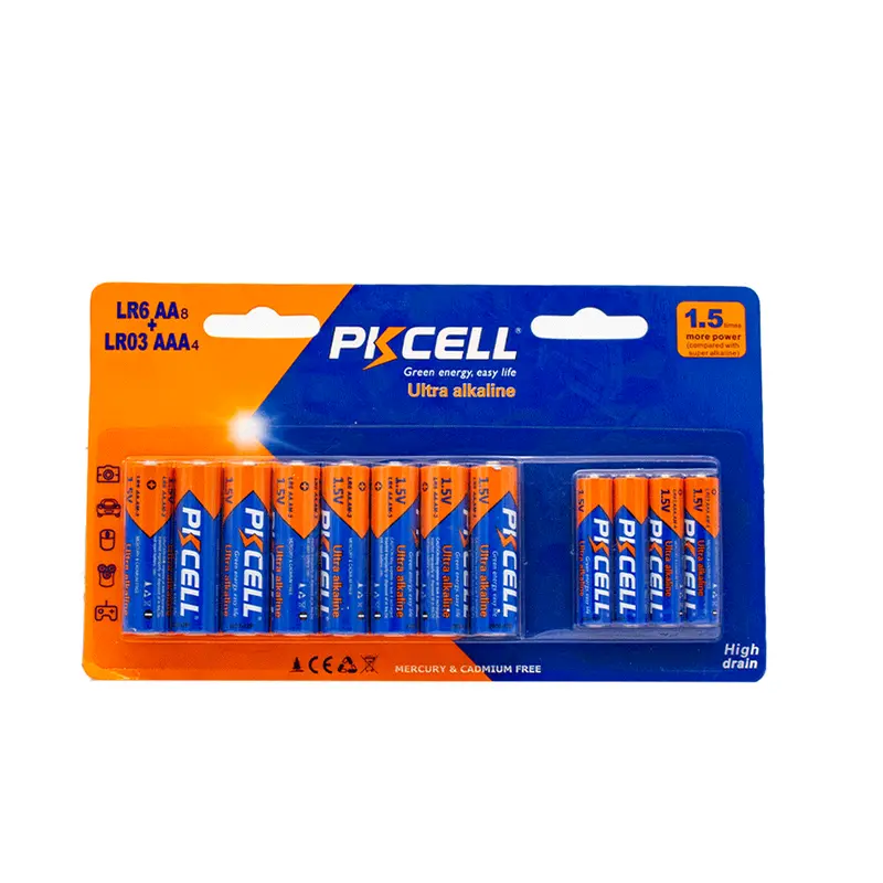 Pkcell Mixed Ultra Alkaline Battery Bundle – 12-Pack (8×Aaa + 4×Aa) 1