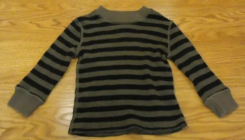 Place Authentic Sportswear-Inspired Long-Sleeve Shirt For Toddler Boys (18 Months), Black-And-Gray Striped – Pre-Owned 1