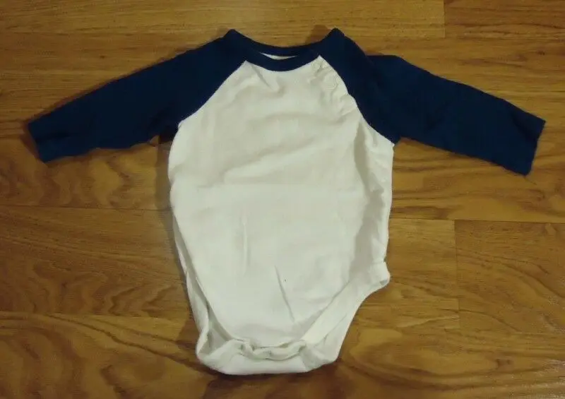 Place Long-Sleeve Cotton Bodysuit For Newborn Boys (0–3 Months), White-And-Blue Pattern – Pre-Owned 1