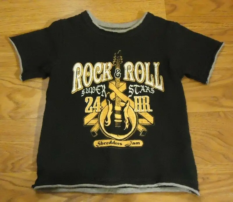 Place Rock & Roll-Themed Cotton T-Shirt For Toddler Boys (18 Months), Black And Gray – Pre-Owned 1