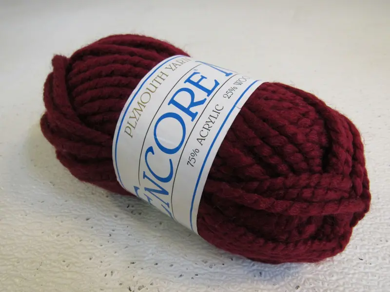 Plymouth Encore Mega Cranberry Yarn – 64-Yard Acrylic-Wool Skein 1