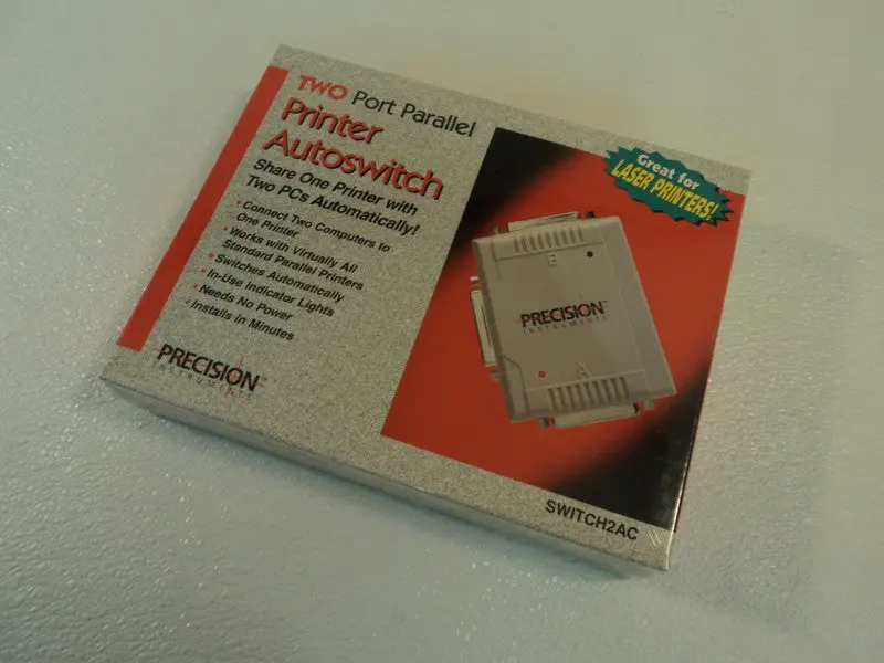 Precision Instruments Switch2Ac Dual-Port Parallel Printer Auto-Switch (Gray) 1