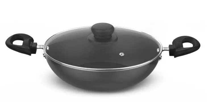 Preethi Daily Non-Stick 24Cm Kadai – Grey, Glass Lid, 5-Star Non-Stick Performance 1