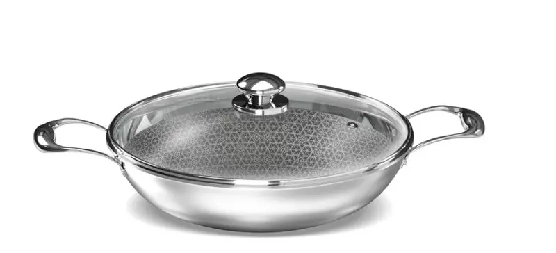Preethi Diva Triply Stainless Steel 28Cm Kadai – Api Tech, Glass Lid, Heavy-Duty Construction 1