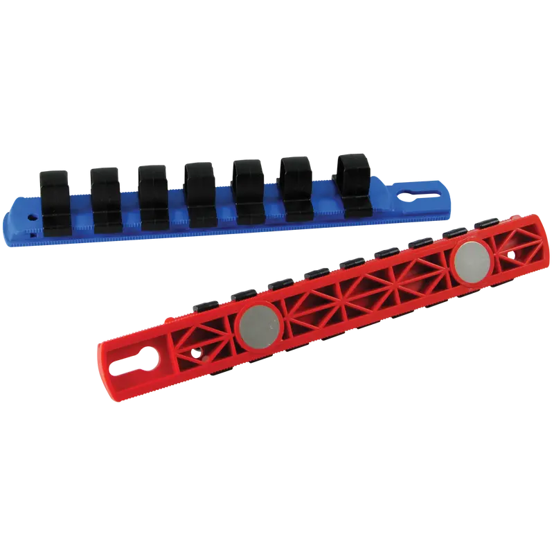 Red 1/2" Drive Sae Socket Organizer With Magnetic Rails 1