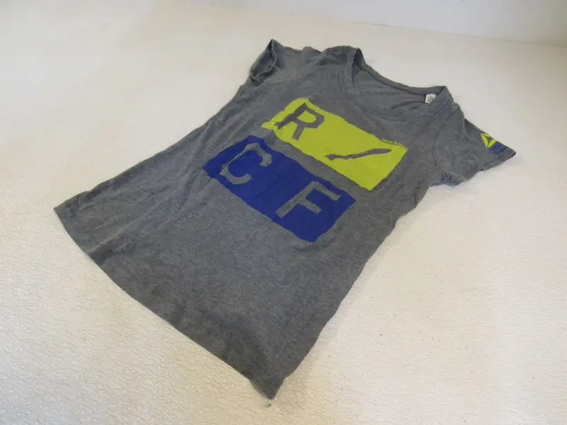 Reebok Crossfit Graphic Tee – Gray, Blue, Yellow, Women'S Size M, Performance Style 1