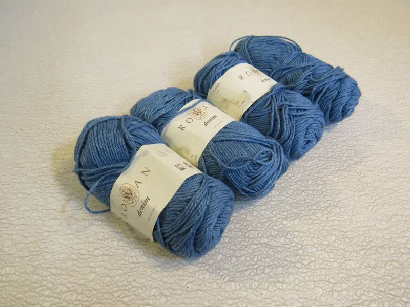 Rowan Denim 100% Cotton Yarn In Classic Blue – 4 Skeins, 109 Yards Each 1