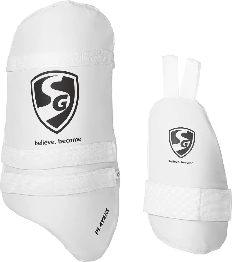 Sg Players White Thigh Pads – Adult Right-Handed Cricket Protection Combo 1