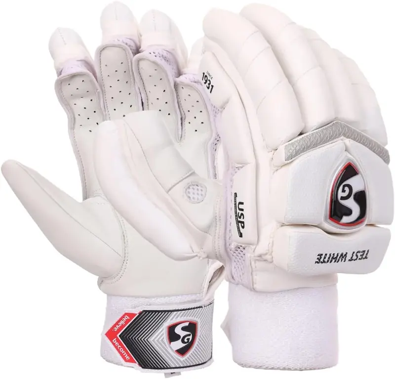 Sg Test White Cricket Batting Gloves – Men’S Right-Handed, Cotton Blend 1