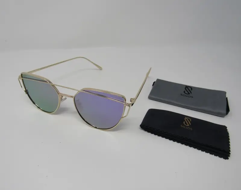 Sojos Womens Gold & Lavender Retro Sunglasses – Lightweight Fashion Frames 1