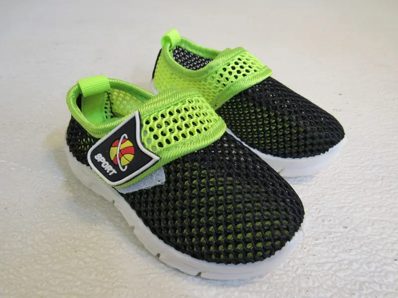 Sporty Mesh Tennis Shoes For Toddlers – Black With Lime Green Accents, Ages 1–2 (Size 18–24 Months), Brand New 1