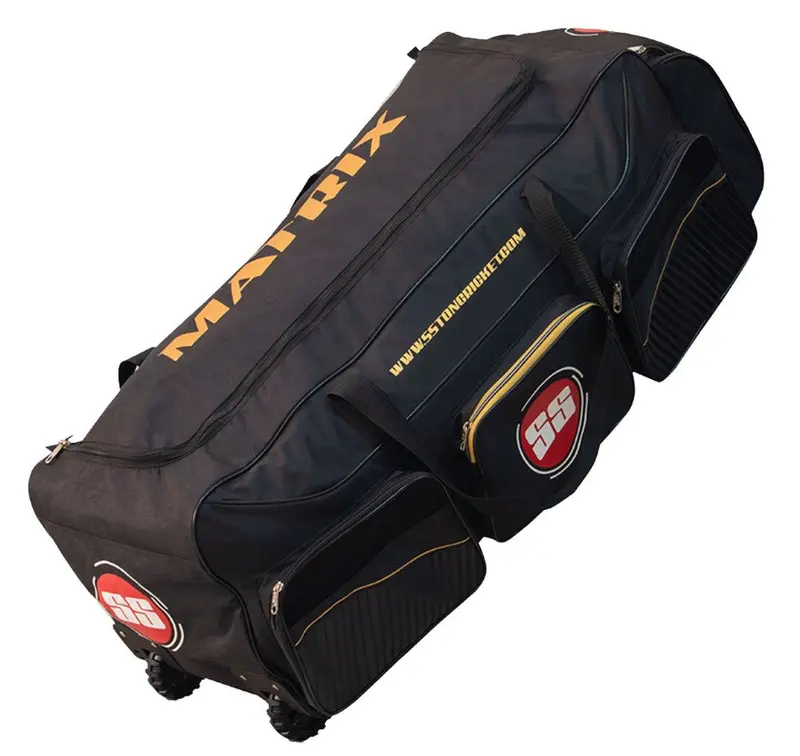 Ss Matrix Cricket Wheelie Kit Bag – Lightweight Duffle With Wheels & Multi-Zone Storage (Black/Orange) 1