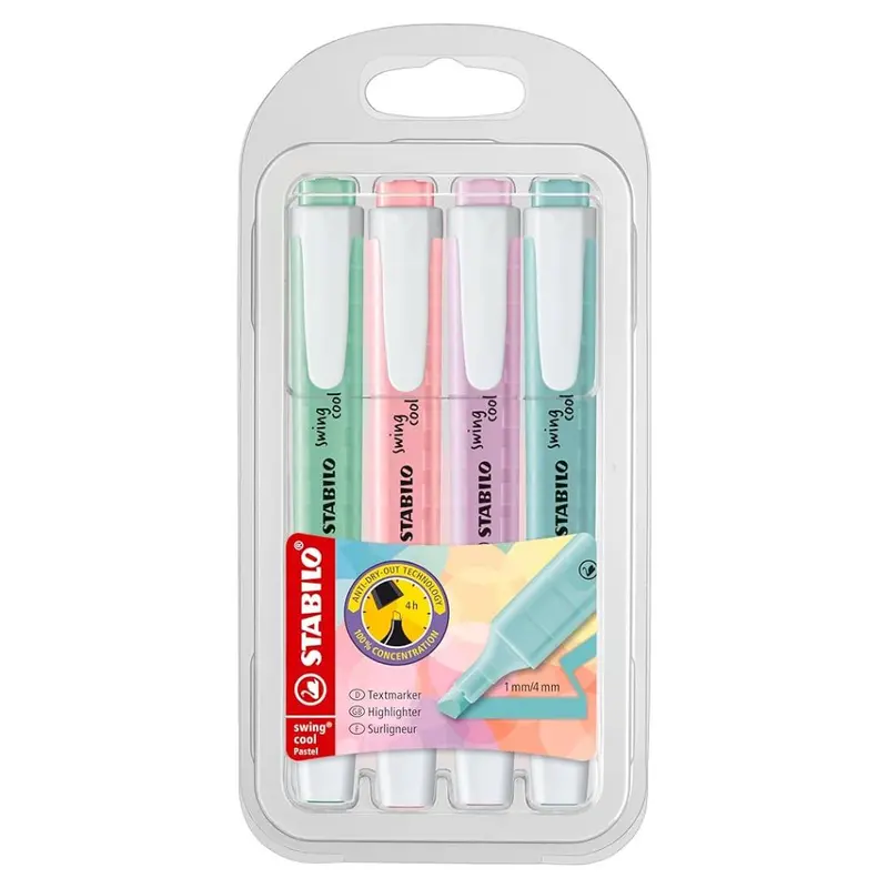 Stabilo Wallet Swing Cool Pastel Highlighters – 4-Piece Portable Set 1