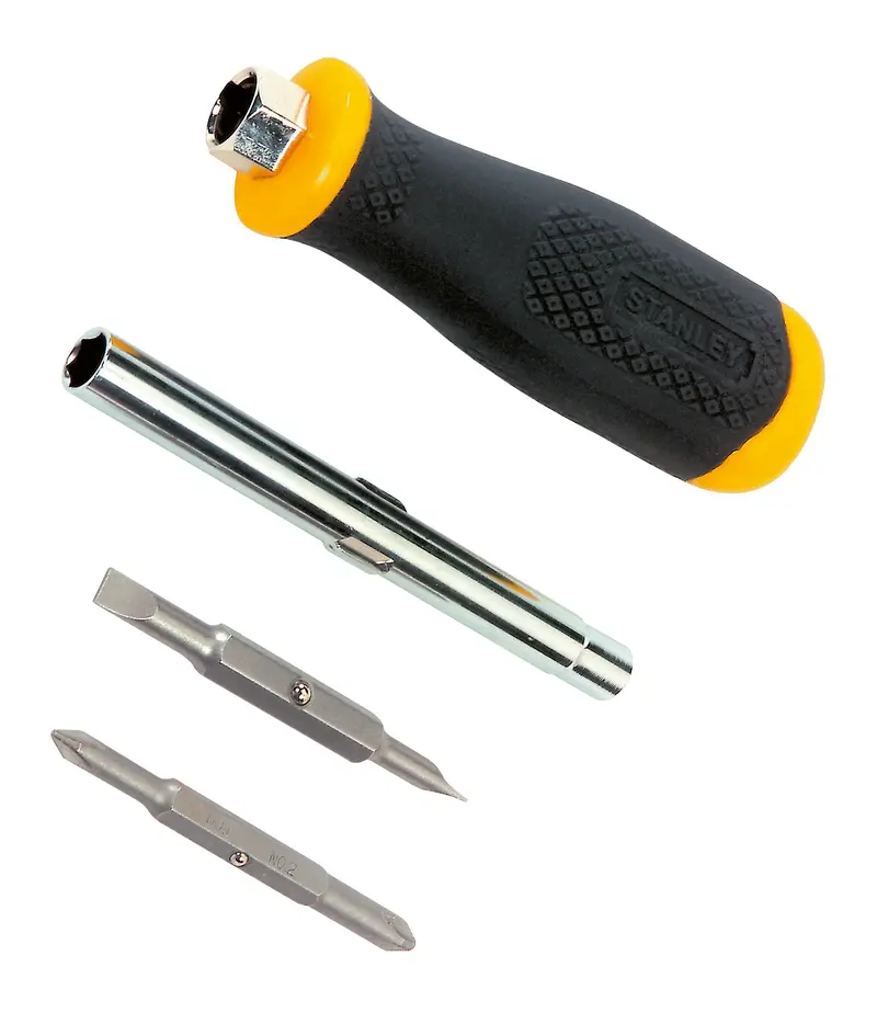 Stanley 6-Way Quick-Change Cushion Grip Screwdriver – Interchangeable Bit System 1
