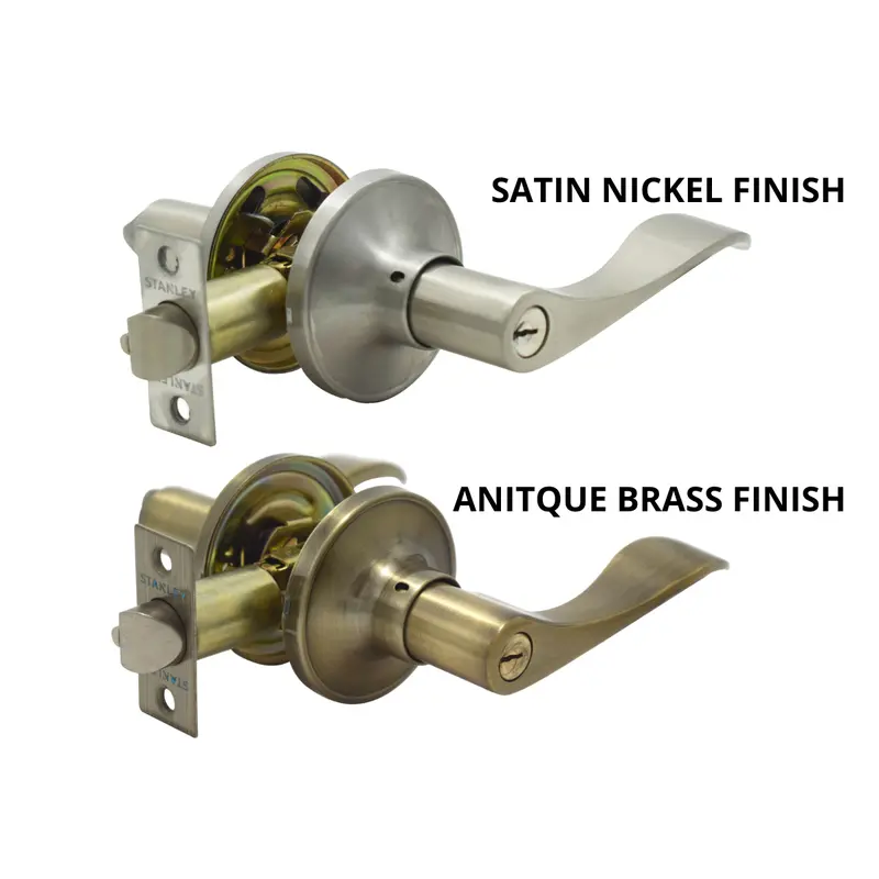 Stanley Bangkok Tubular Lever Entrance Set – 60/70Mm Backset (Satin Nickel Or Antique Brass) 1