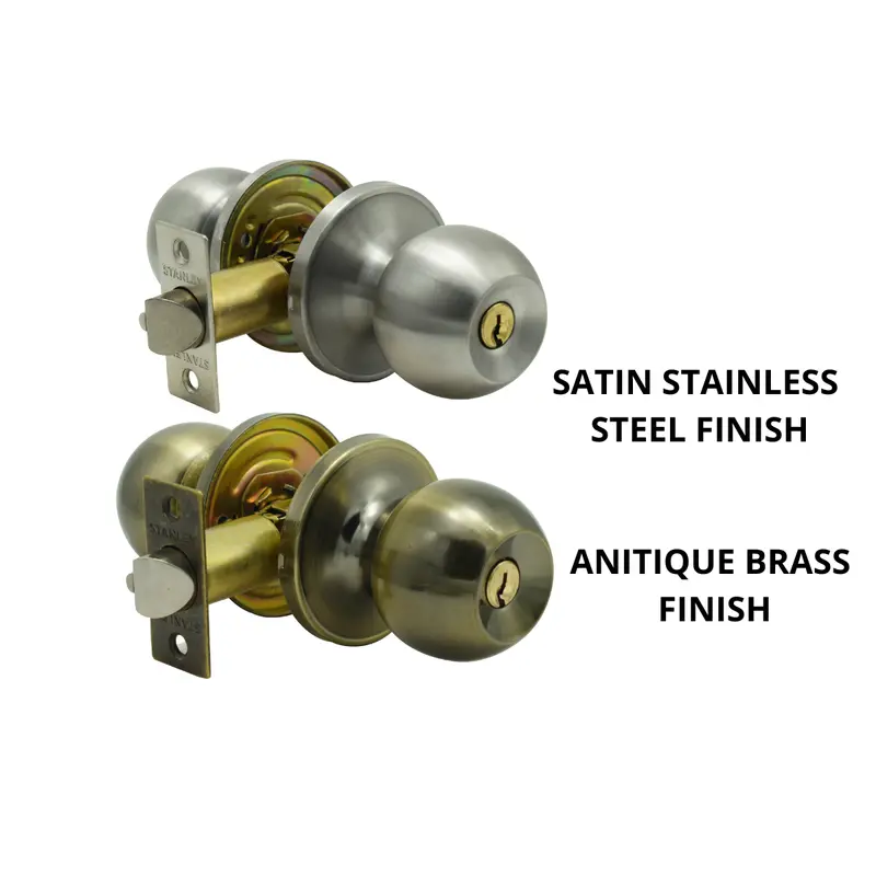Stanley Bola Tubular Door Knob – Entrance Style, 60/70Mm Backset (Satin Stainless Steel Or Antique Brass) 1