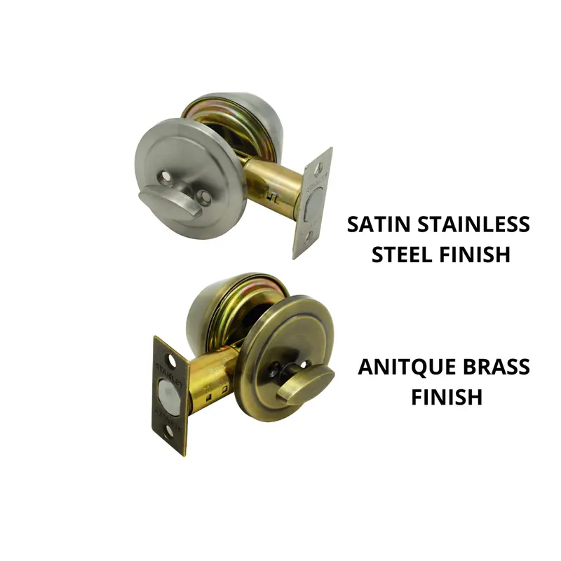 Stanley Single-Cylinder Deadbolt – 60/70Mm Backset In Satin Stainless Steel Or Antique Brass 1