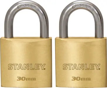 Stanley Solid Brass Standard-Shackle Padlock Pack – 2 Units (30/40/50Mm) 1