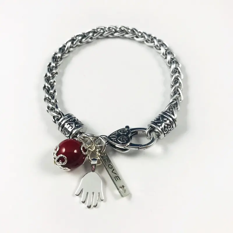 Sterling Silver Hand Chain Bracelet With Accent Beads 1