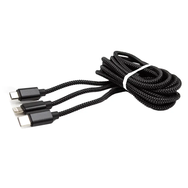 Stewart Stw-Cb113 1.8-Meter Braided 3-In-1 Charging Cable (Usb-C, Lightning, Micro-Usb) 1