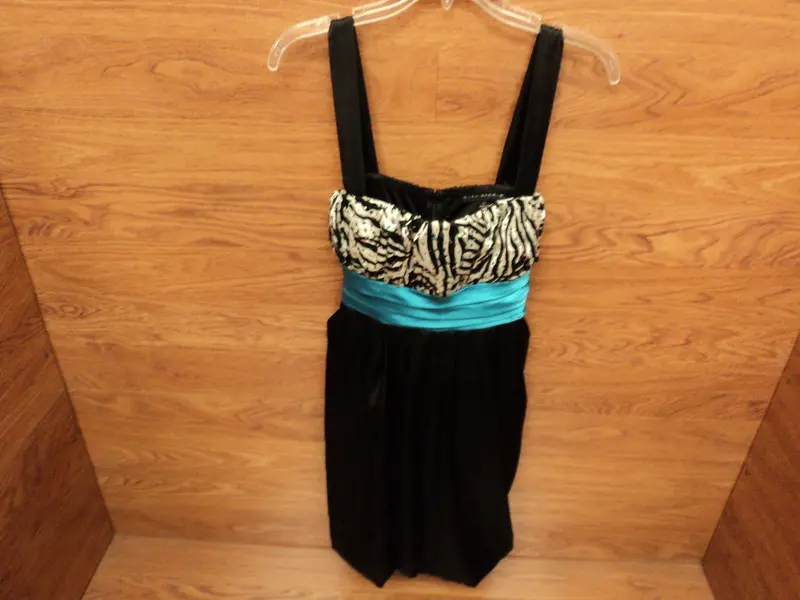 Studio City Corset-Style Dress For Women – Size 11, Blue-Accent Black Polyester 1