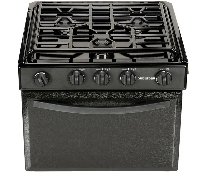 Suburban 22-Inch Rv Gas Range – Model 3215A, Black Textured Steel Door 1