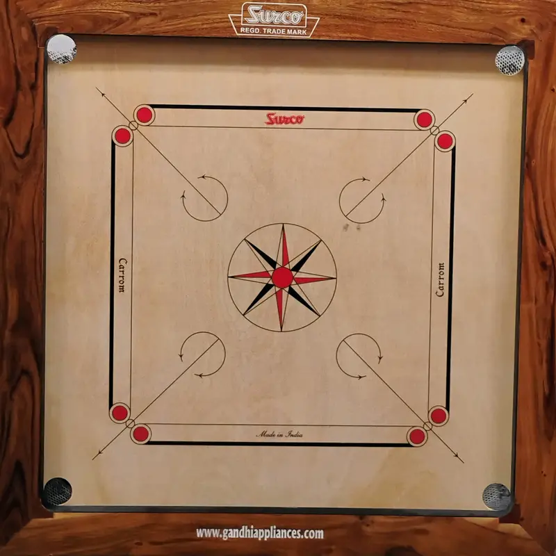 Surco Vintage Carrom Board Set With Wooden Coins, Striker & Talcum Powder — 8Mm Kikar Wood, Open-Box, Store Pickup Only 1