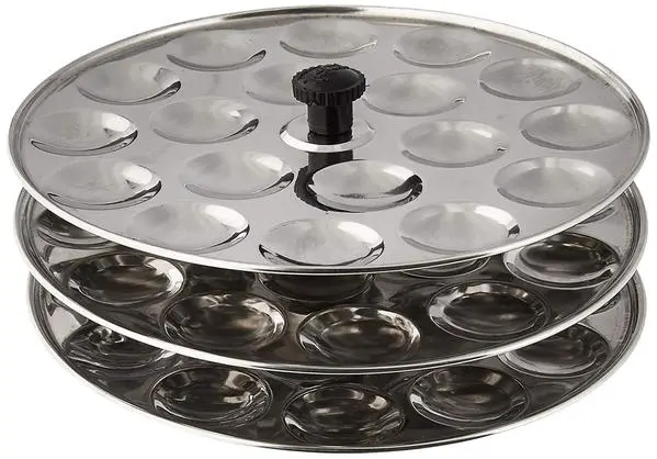Tabakh 3-Tier Stainless Steel Mini Idli Steamer – 54-Unit Capacity 1