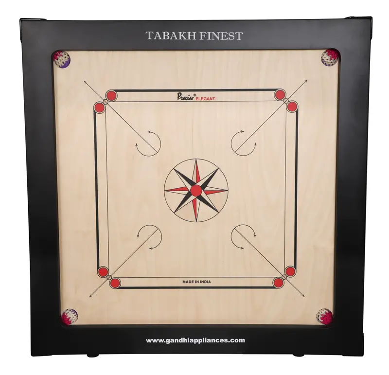 Tabakh Premium 20 Mm Carrom Board Set With Coins, Striker & Powder (Open-Box) 1