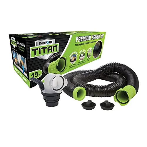Titan 17853 Premium 15-Foot Rv Sewer Hose Kit With Thetford Fittings – Black And Green 1