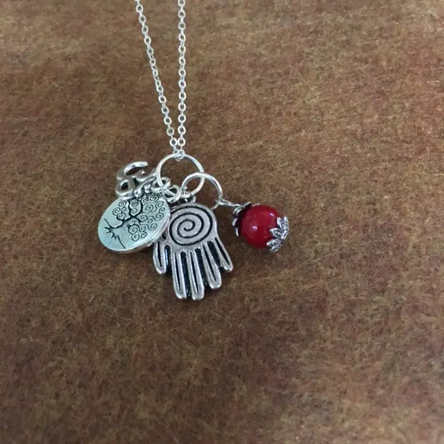 Tree Of Life Necklace With Namaste And Healing Hand Symbol 1
