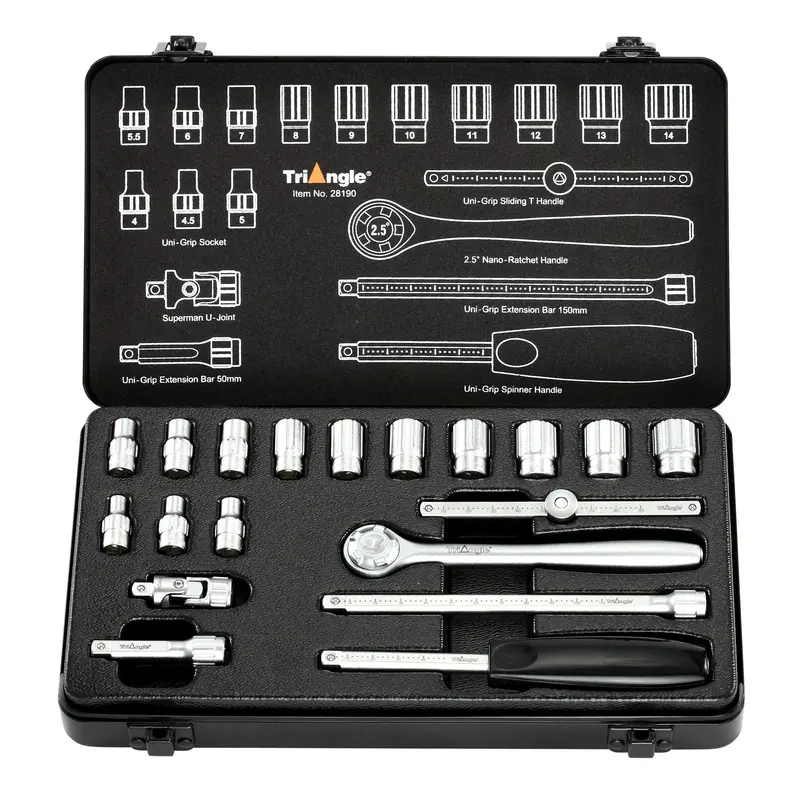 Triangle 1/4" Drive Socket Kit – 4–14Mm, 19-Piece 1
