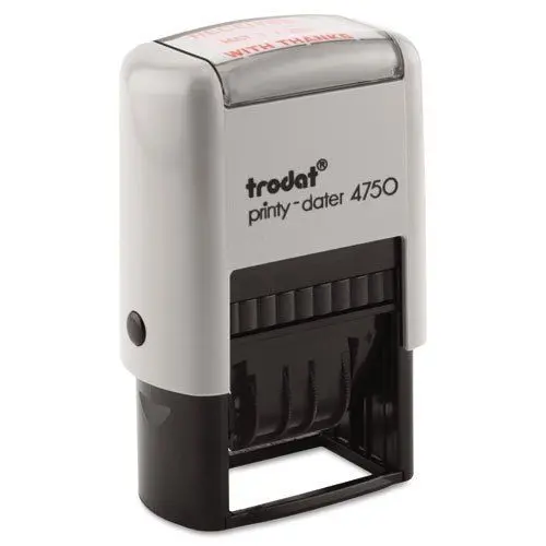 Trodat T4754 Economy 5-In-1 Self-Inking Date Stamp – 1 5/8" × 1", Blue/Red Ink, Used 1