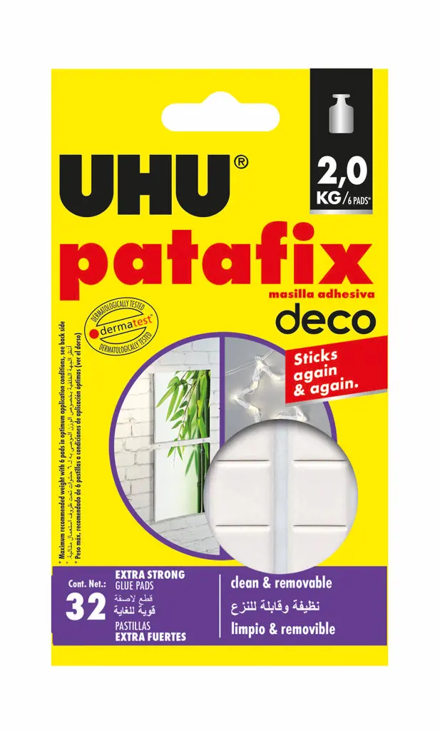 Uhu Patafix Homedeco Removable Putty – White, 32 Pads (Supports Up To 2 Kg Per 6 Pads) 1