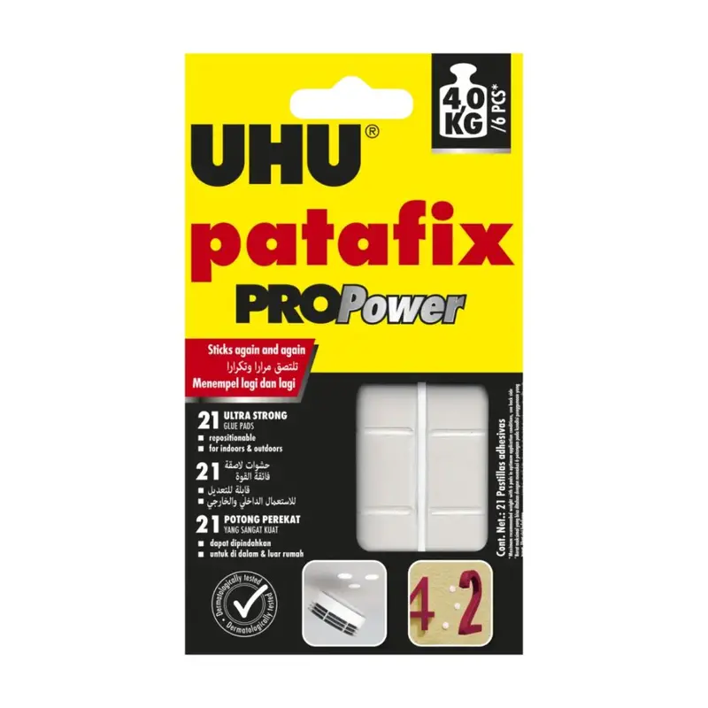 Uhu Patafix Propower Removable Mounting Putty – White, 21 Pads (Supports Up To 4 Kg Per 6 Pads) 1