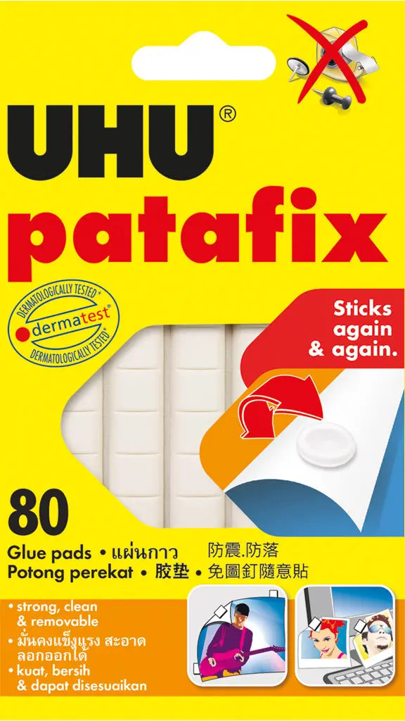 Uhu Patafix Removable Reusable Putty – White, 80-Pad Pack 1