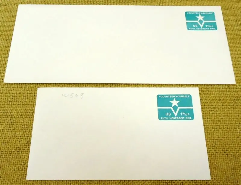 Usps Scott U568 1.8¢ Nonprofit Envelopes – Set Of 2 Blue-Colored Authorized Charity Mailers (New) 1