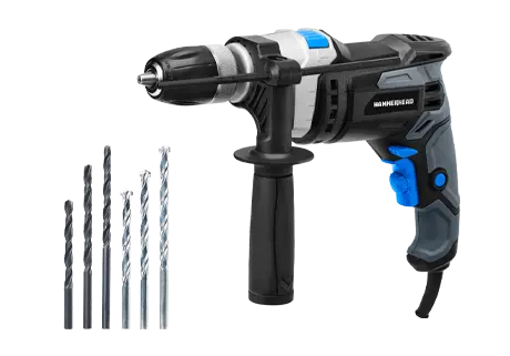 Variable-Speed 7.5-Amp Hammer Drill With Metal & Masonry Bit Set 1