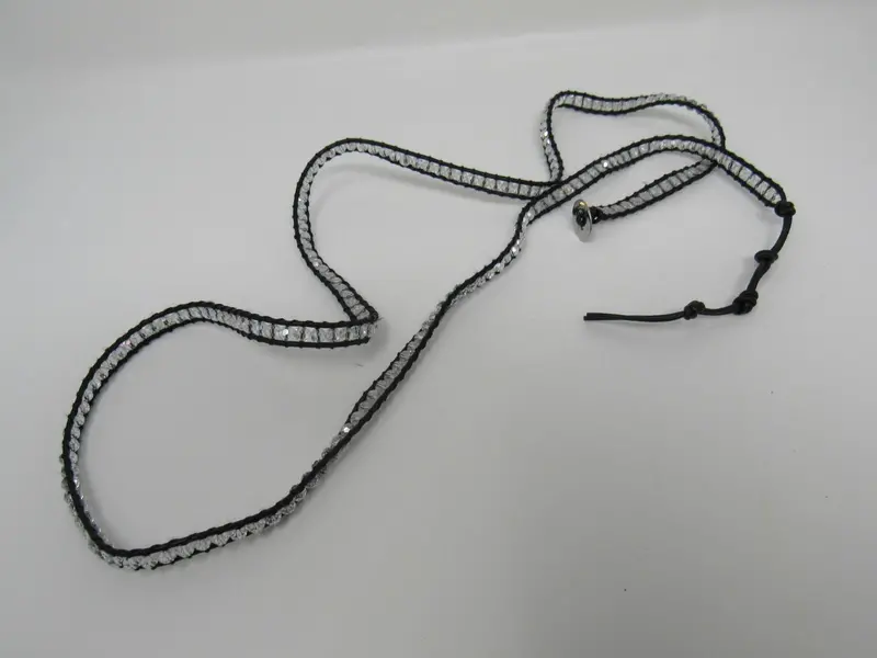 Victoria Emerson Wrap Bracelet – Clear Crystal And Black Beads (Adult Female, Used) 1