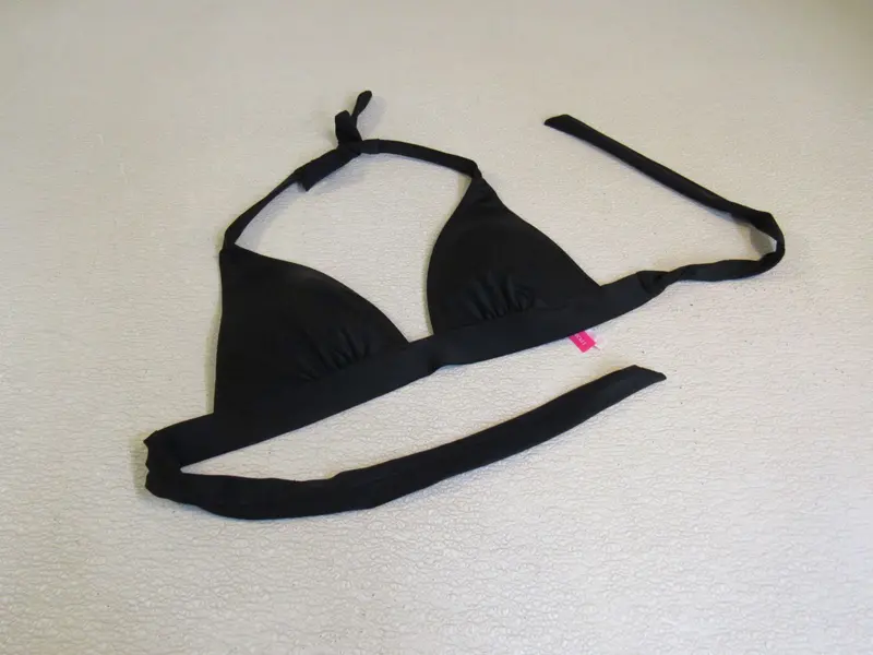 Victoria'S Secret Women'S Black Nylon-Elastane Swim Top – Tie-Front Design – Size S (Gently Used) 1
