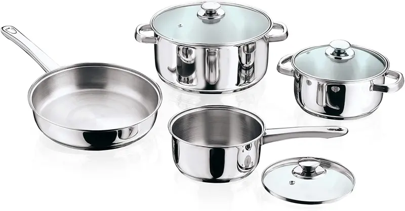 Vinod 7-Piece Stainless Steel Cookware Set With Glass Lids 1