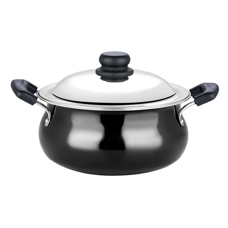 Vinod Black Pearl 2L Hard-Anodized Mini Handi – Riveted Handles, 3.25Mm Thick, Gas-Stove Ready 1