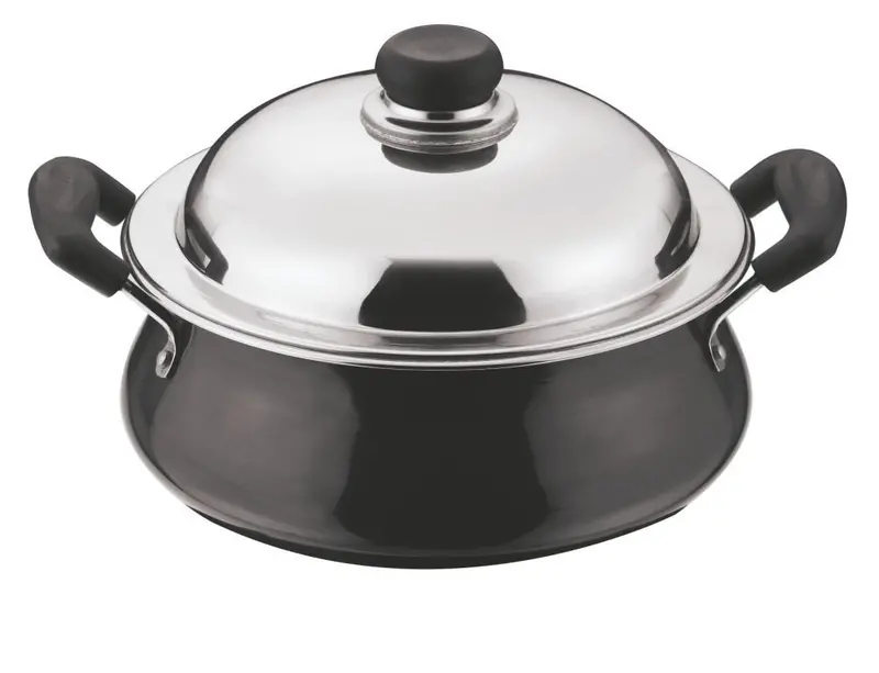 Vinod Black Pearl 6.5L Hard-Anodized Handi With Secure-Fit Lid 1