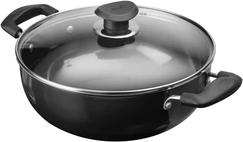 Vinod Professional Induction-Compatible Deep Kadhai – 4.1L (26Cm) With Glass Lid 1
