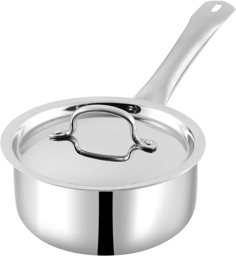 Vinod Smart Triply Stainless Steel Saucepan – 14Cm (1.1L), Compact Boiling & Simmering Pot 1